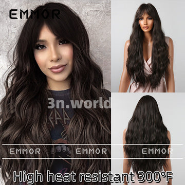 [No.36]29” Synthetic 300 ℉ Loose Wave Lace Front Wigs Black Heat Resistant