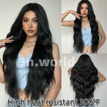 [No.53]33” Synthetic Blonde Body Wave Black Heat Resistant