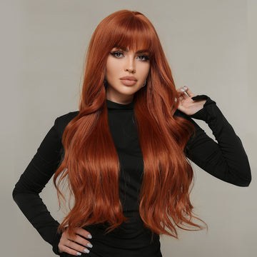 [No.21]28” Synthetic 300 ℉ Loose Wave Lace Front Wigs Highlight Gradient  Heat Resistant