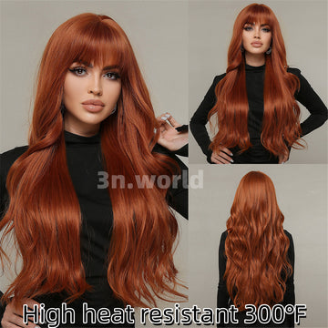 [No.21]28” Synthetic 300 ℉ Loose Wave Lace Front Wigs Highlight Gradient  Heat Resistant