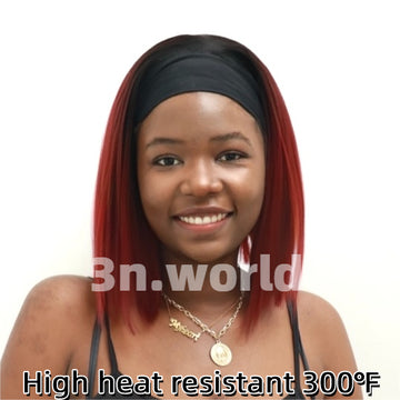 [No.47]12” Synthetic 300℉ Heat Resistant Headband Gradient Dark Roots Bob