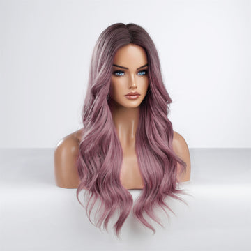 [No.50]28” Synthetic 300 ℉ Loose Long Hair Water Wave Purple Heat Resistant