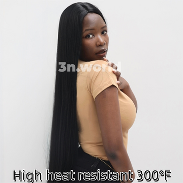 [No.43]42” Synthetic 300℉ Black Long Straight Heat Resistant