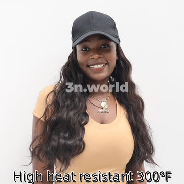 [No.66]22” Synthetic 300℉ Brown  Baseball Water Wave Heat Resistantthetic Wig Water Wave Daily Use Female Modu Anytime