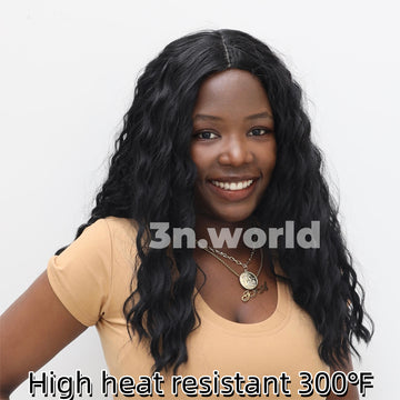 [No.68]18” Synthetic 300℉ Black Water Wave Heat Resistant