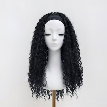 [No.37]14”-24”Synthetic 300℉ Black Headband Water Wave