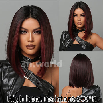[No.22]16” Synthetic 300℉ Gradient Reddish Brown Long Straight  Heat Resistant
