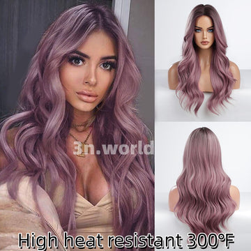 [No.50]28” Synthetic 300 ℉ Loose Long Hair Water Wave Purple Heat Resistant